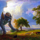 Illustration for article titled Mashup art puts Kaiju into classical paintings